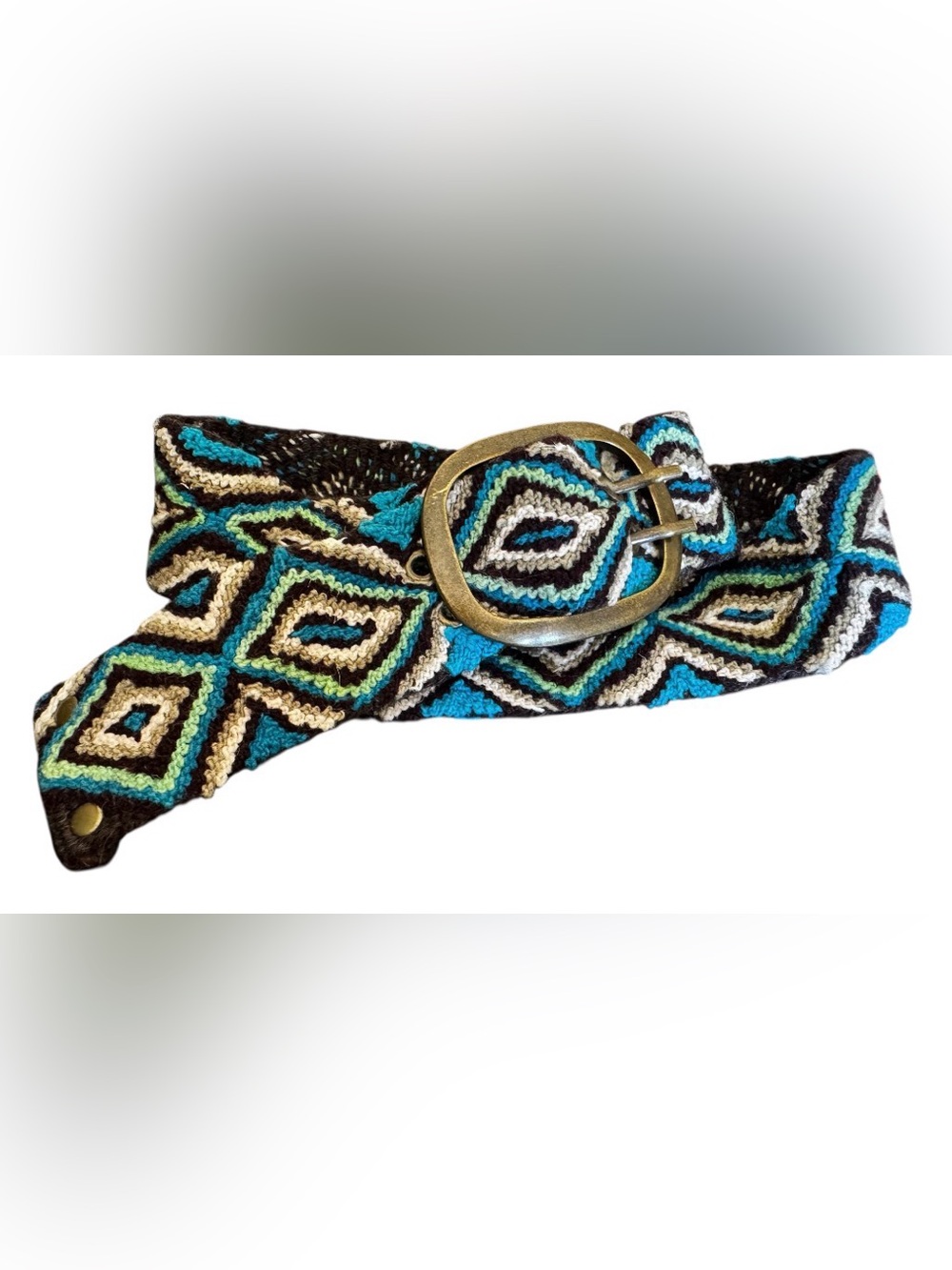 Pistil Designs sz M 100% handmade wool belt brass buckle Boho western southwest